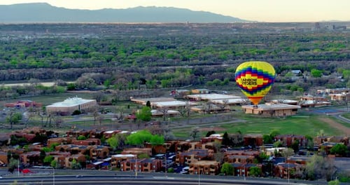 Hot Air Balloon Festival In Albuquerque, New Mexico By Aerial Drone Slow Motion