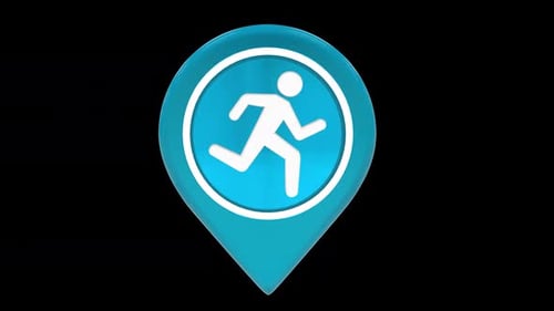 Sport Running Pin Location Icon Blue Alpha Loop