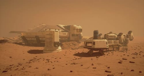 Futuristic Mars Colony on Red Planet 3D Animation