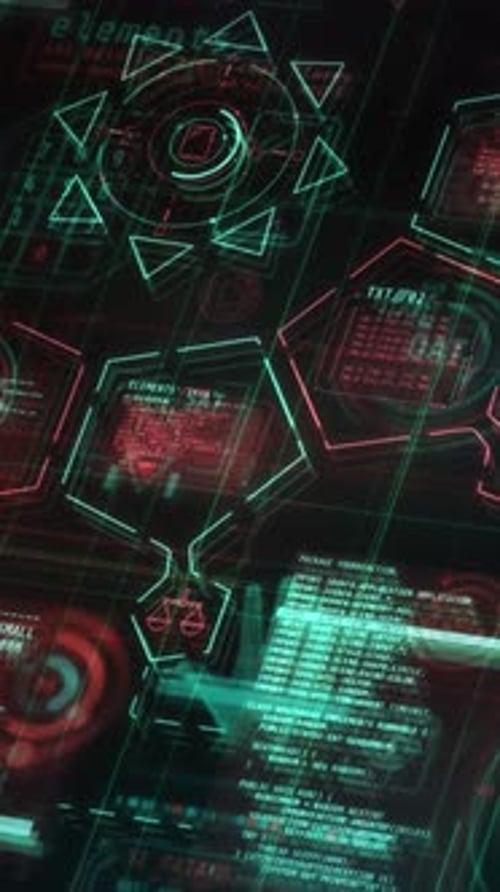 Futuristic Digital HUD Interface Background with Glowing Data