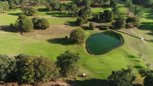 Cinematic Aerial View of a Luxury Golf Course