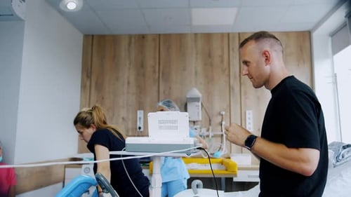 Caucasian couple preparing for the labor.