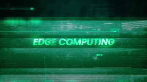 Edge Computing Word On Noise Glitch Error Technology Contexte de données futuriste