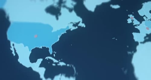 World Map Network Data Connections Dolly Out Shot