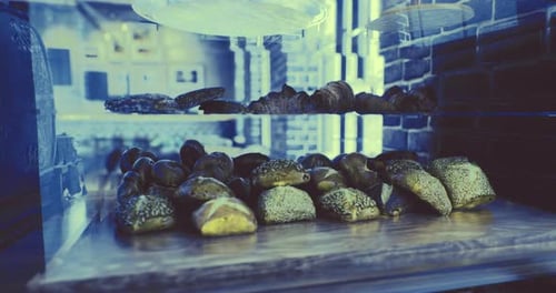 Delicious Baked Goods Displayed in a Cozy Bakery During the Afternoon