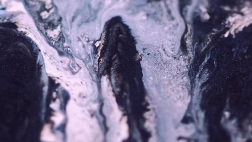 Abstract Blue, Black and White Fluid Mixing