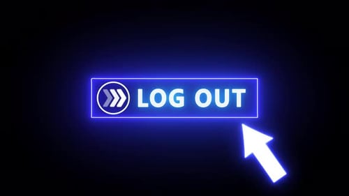 Glowing neon red color white text cursor animation. design is log out button vector sign