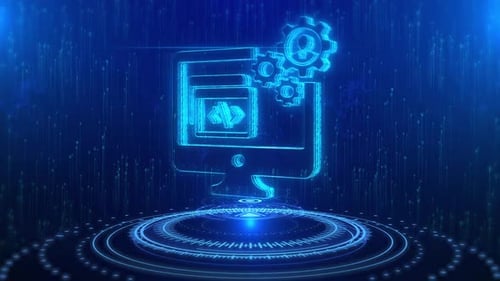 Softwareentwicklung Text Cyberspace Zukunft Digitale Technologie Hologramm-Konzept