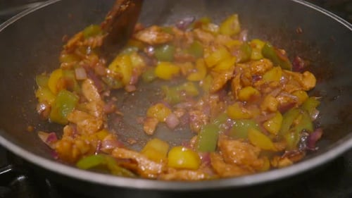 Meat and Vegetable Stir Fry Cooking