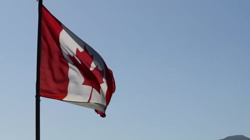 Canadian Flag Waving in the Wind
