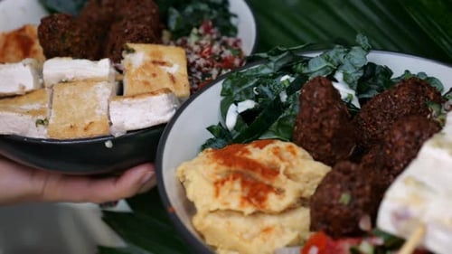 Fresh Bowl of Colorful Salad and Tofu