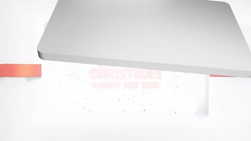 Merry Christmas and Happy New Year Greeting Card Typography Open Surprise Gift Box Present Open