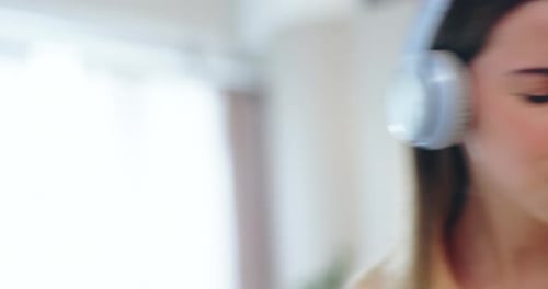 Woman Singing and Dancing with Mop