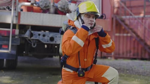 Firefighter prepares for duty