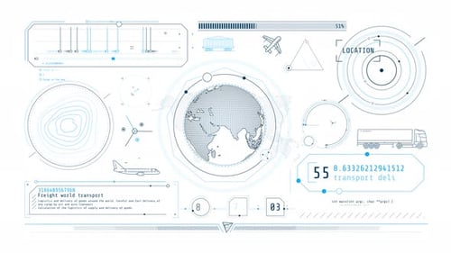 Futuristic Global Transportation Logistics HUD Display