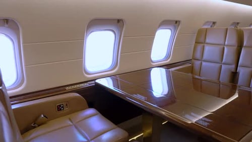 Luxury Interior of Private Jet Airplane