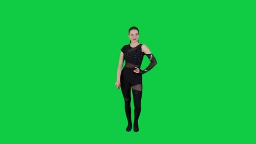 Professional stunning Female Dancer Performing a Dance on a Green Screen Modern Dance Lifestyle, Hap