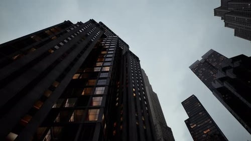 A Skyscraperfilled Cityscape Seen From a Low Angle Perspective