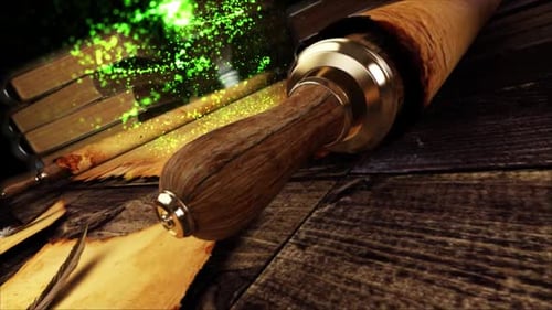 Ancient Scroll unfold with green energy