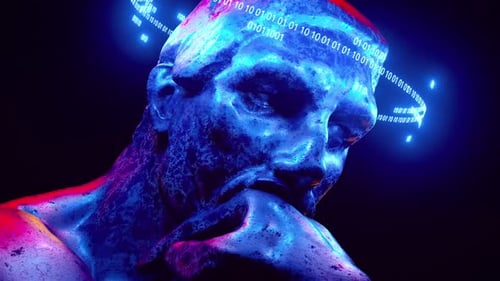 Sculpture Un héros futuriste rêve et fantasme sur les gens