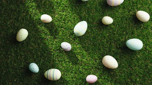 Painted Easter Eggs on Green