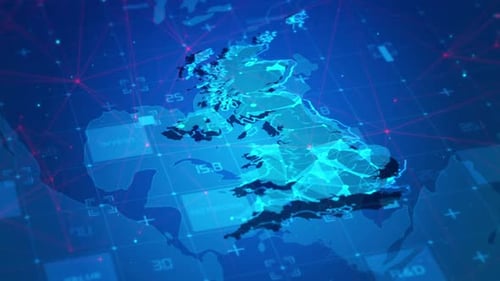 United Kingdom Digital Network Business Data Map Animation