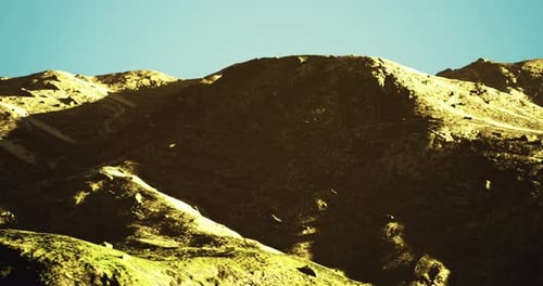 Aerial Flyover Over Arid Rocky Mountain Desert Landscape