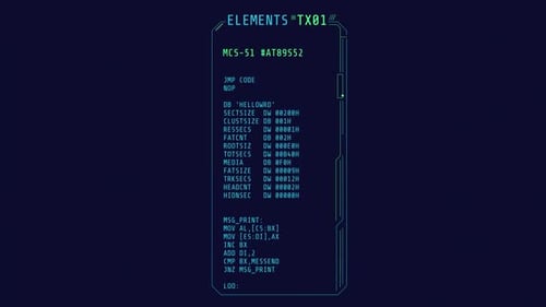 Fenêtre d'interface HUD étroite avec éléments de codage