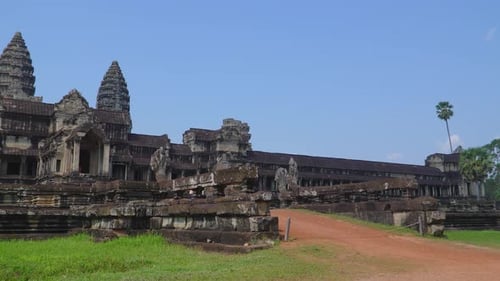Ancient Ruins Angkor Wat Temple Famous Cambodian Landmark