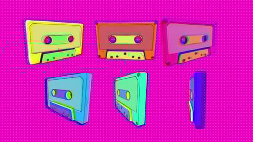 Colorful Pop Art Retro Cassette Tapes Animation Loop