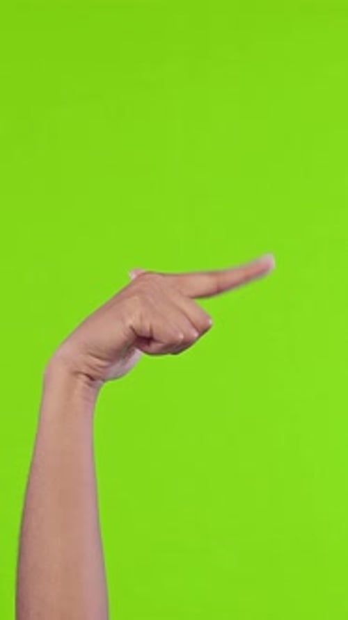 Hand Gestures Showing Finger Pointing in Different Directions on Green Background