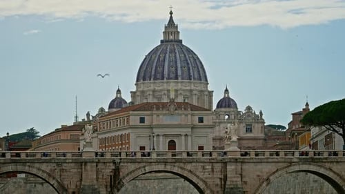 The Dome of St Peter's Basilica at Sunset Vatican Rome Italy Closeup of the Dome of St Peter