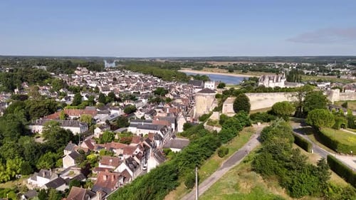 Aerial view of Amboise town in Loire Valley, France