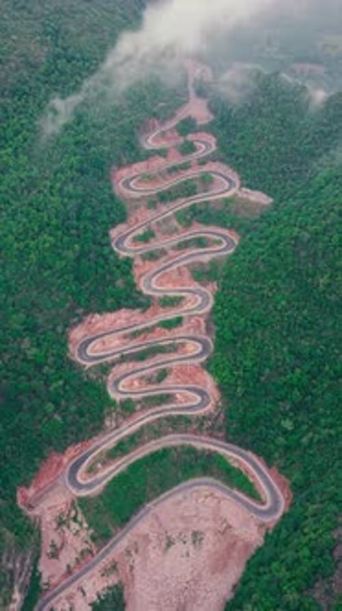 Drone view of Khau Coc Cha Mountain Pass in Cao Bang, Vietnam