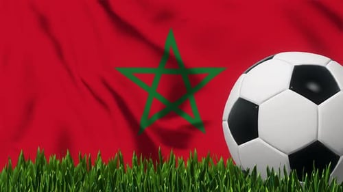 Soccer Background with Morocco Flag 4K Looped
