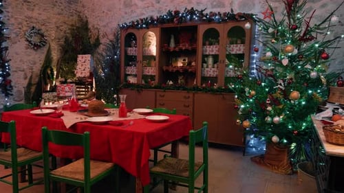 Cozy Christmas Dining Room with Festive Decorations