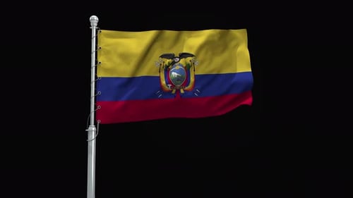 Realistic Ecuador Flag Waving on a Pole