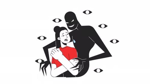 Woman with Phobia Line 2D Animation