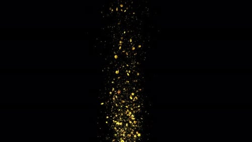 Gold Glittering Star Dust Circle Of Trail Sparkling Particles On Black