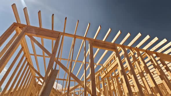 An Wooden Beam Stick Framework Used in the Construction of a New Home ...