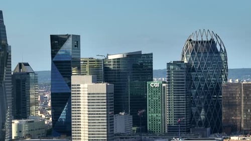 Aerial View Skyscrapers Modern Business and Financial District in Paris with High Rise Buildings and