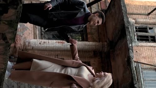 Vertical Old City Walk Urban Date Carefree Couple