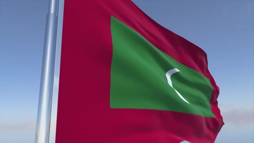 Realistic Waving Flag of Maldives Animation