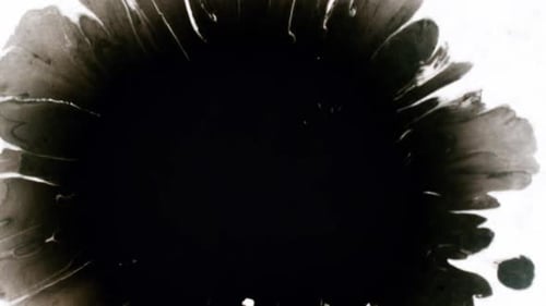 Black Paint Spreads on White Background