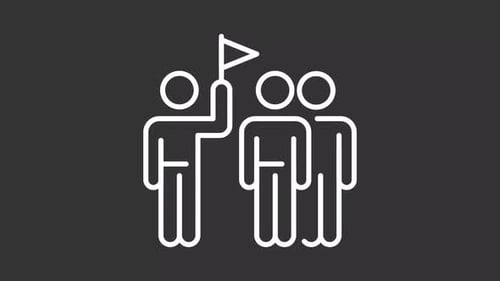 Minimalist Line Icon Animation of Leadership and Team with Flag