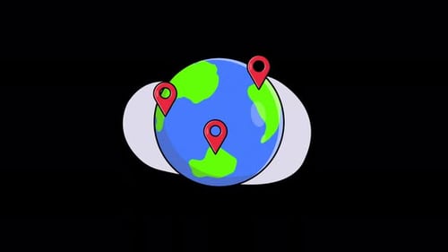 Animated Globe with Pinned Locations Motion Graphic