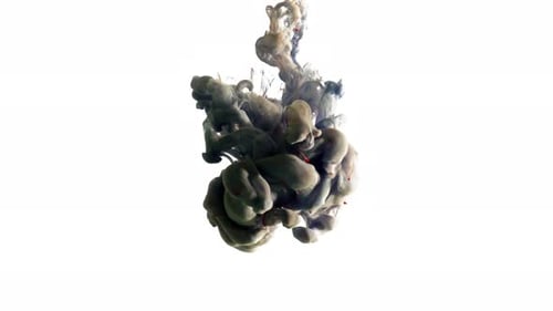 Red And Blue Paint Injection Diffusing In Water Like A Cloud Or Meduse Isolated
