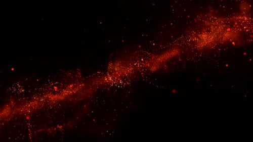 Abstract Flowing Red Orange Glowing Particles Background Loop