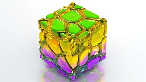 Colorful Gradient Voronoi Cube 40