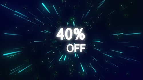 Dynamic 40 Percent Off Text with Sci-Fi Speed Lines Animation